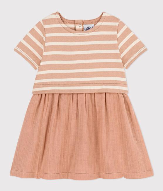 Vestido de dos materiales de manga corta para bebé VINTAGE/ AVALANCHE