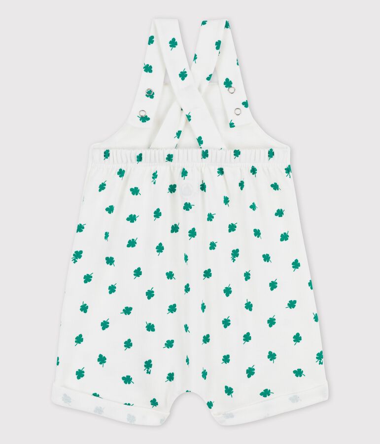Peto corto con estampado vegetal de mulet&oacute;n ecol&oacute;gico de beb&eacute; blanco/verde