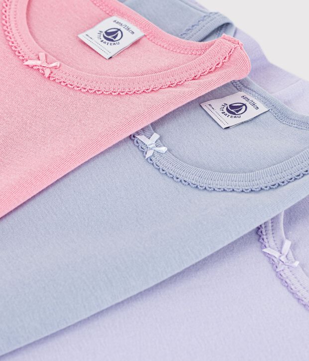 Juego de camisetas infantiles lisas de algod&oacute;n de manga corta multicolor