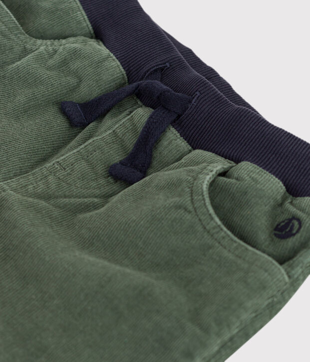 Pantal&oacute;n recto de terciopelo medio de ni&ntilde;a / ni&ntilde;o verde