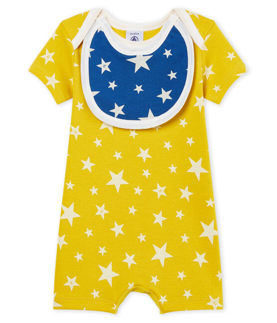 Mono corto de punto para bebé niño amarillo HONEY/blanco MARSHMALLOW CN