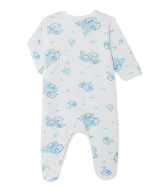 Pelele estampado de terciopelo para bebé niña blanco LAIT/azul BLEU/ MULTICO