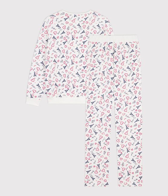 Pijama de algodón con estampado de París para mujer blanco MARSHMALLOW/blanco MULTICO