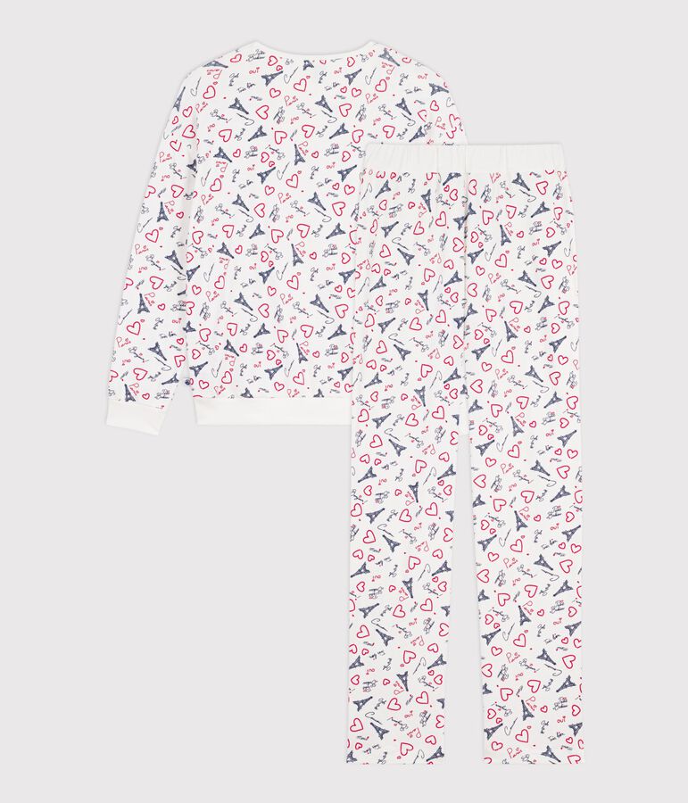 Pijama de algod&oacute;n con estampado de Par&iacute;s para mujer blanco/multicolor