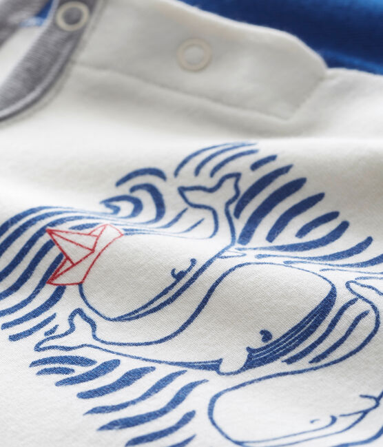 Camiseta para bebé niño blanco MARSHMALLOW/azul LIMOGES