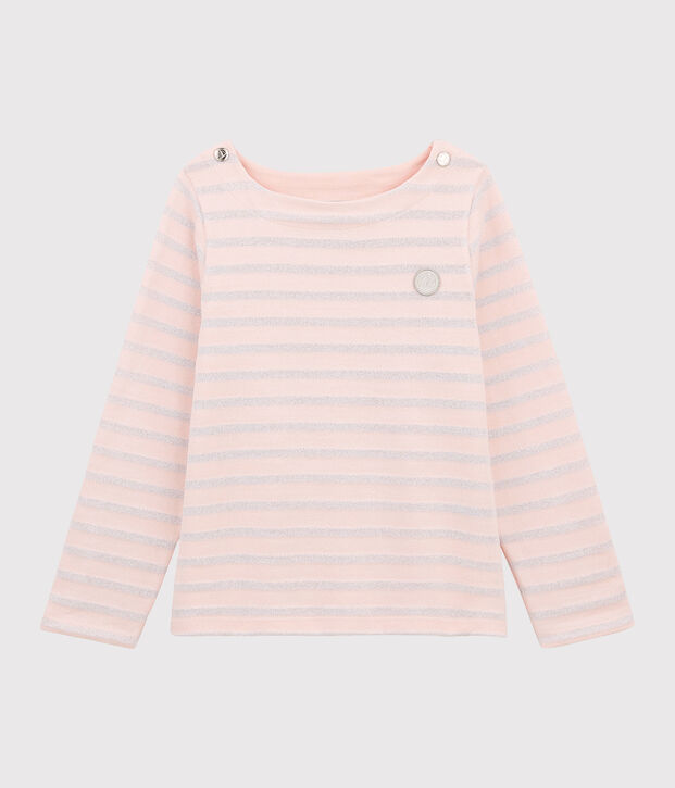 Jersey marinero para ni&ntilde;a rosa/gris