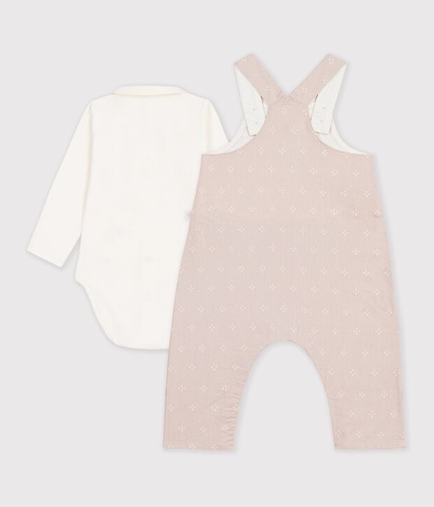 Conjunto de peto y body de algod&oacute;n con cuello liso para beb&eacute; multicolor