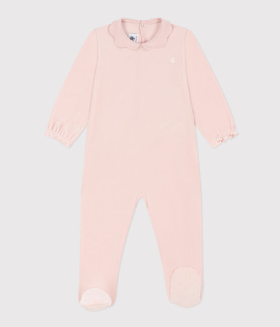 Pijama de terciopelo rosa liso para bebé rosa SALINE