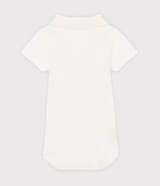 Bodi con cuello de polo para bebé niño blanco MARSHMALLOW