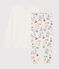 Pijama de chica - mujer con flores de dos materiales blanco MARSHMALLOW/blanco MULTICO
