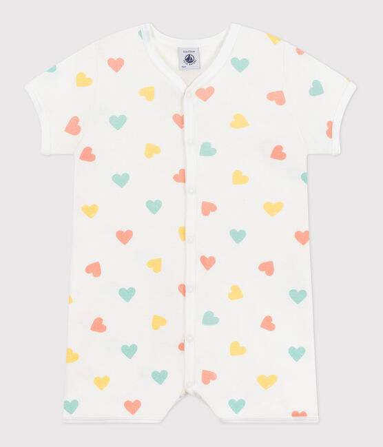 Mono corto de algodón con corazones para bebé blanco MARSHMALLOW/blanco MULTICO