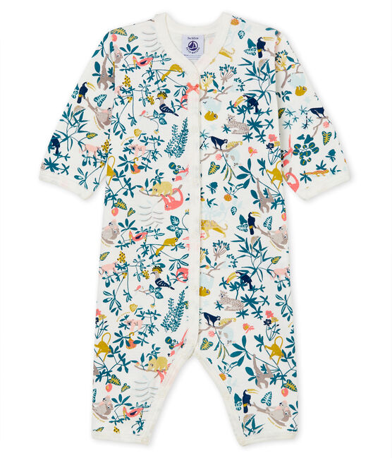 Pelele de punto acanalado para bebé de niña blanco MARSHMALLOW/blanco MULTICO