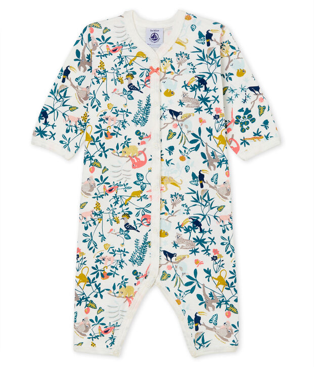Pelele de punto acanalado para beb&eacute; de ni&ntilde;a blanco/multicolor