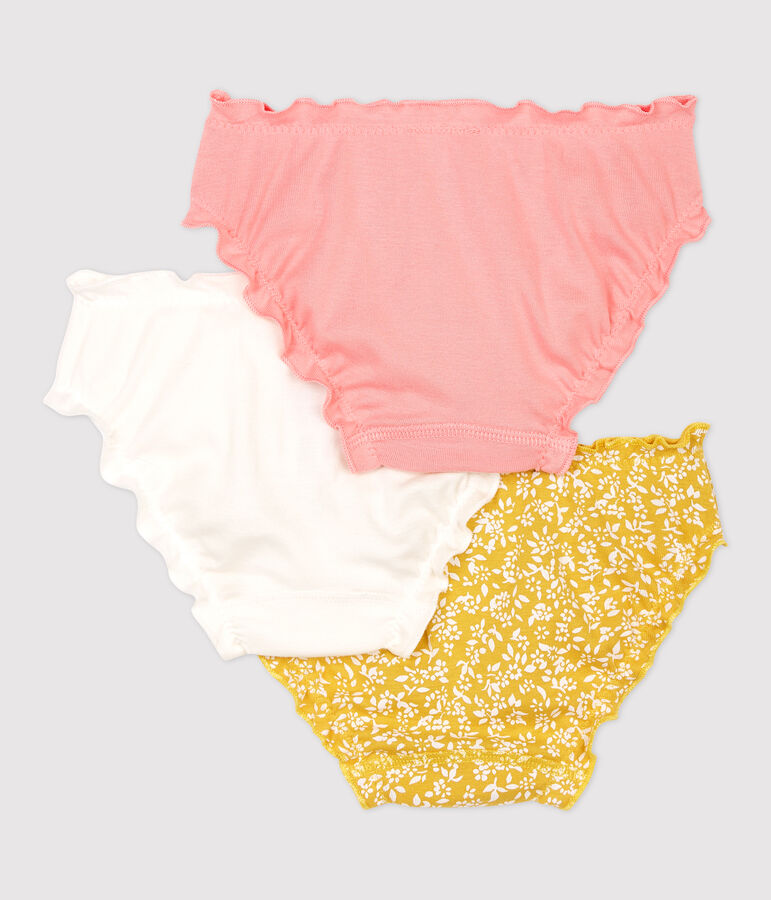 Juego de 3 braguitas con volantes y estampado floral de ni&ntilde;a de algod&oacute;n org&aacute;nico multicolor