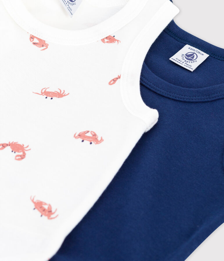 Juego de 2 camisetas de tirantes con cangrejos de algod&oacute;n de ni&ntilde;o multicolor