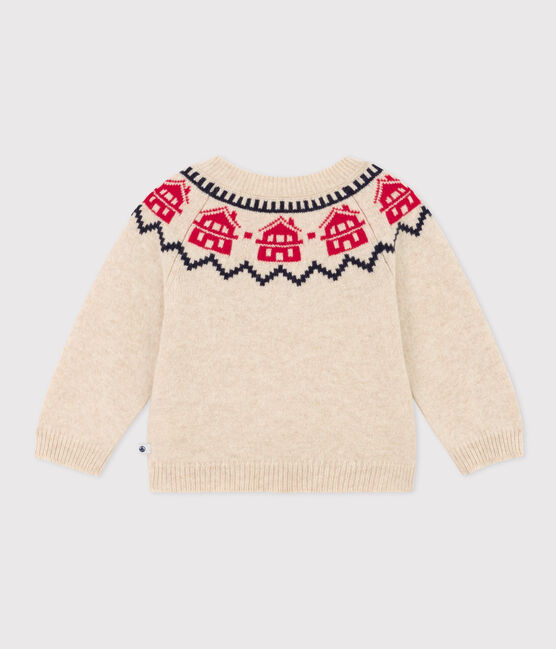 Jersey de jacquard de lana y algodón para bebé beige MONTELIMAR/blanco MULTICO