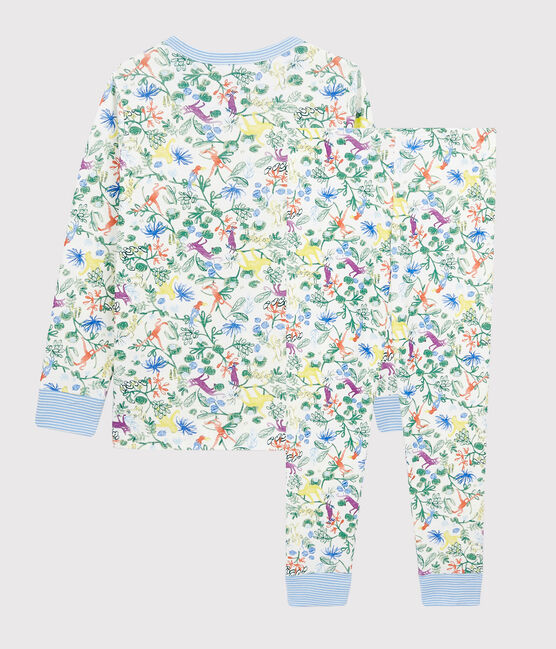 Pijama con estampado de jungla de niño de tejido tubular blanco MARSHMALLOW/blanco MULTICO