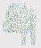 Pijama con estampado de jungla de niño de tejido tubular blanco MARSHMALLOW/blanco MULTICO