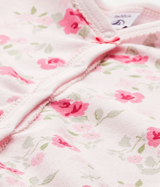 Pijama con flores estampadas para bebé niña rosa VIENNE/blanco MULTICO