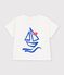 Camiseta lisa de algod&oacute;n de manga corta con estampado para beb&eacute; blanco