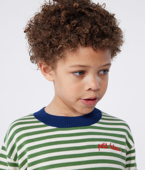 Jersey infantil de algodón a rayas verde PALMERAIE/ AVALANCHE