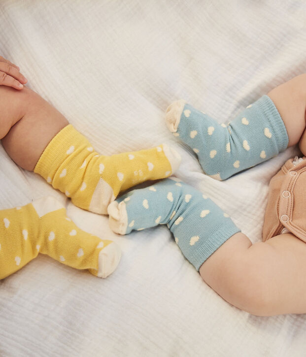 Juego de 5 pares de calcetines de punto de algod&oacute;n con corazones para beb&eacute; multicolor