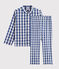 Pijama de cuadros en sarga de niño azul MEDIEVAL/blanco MARSHMALLOW