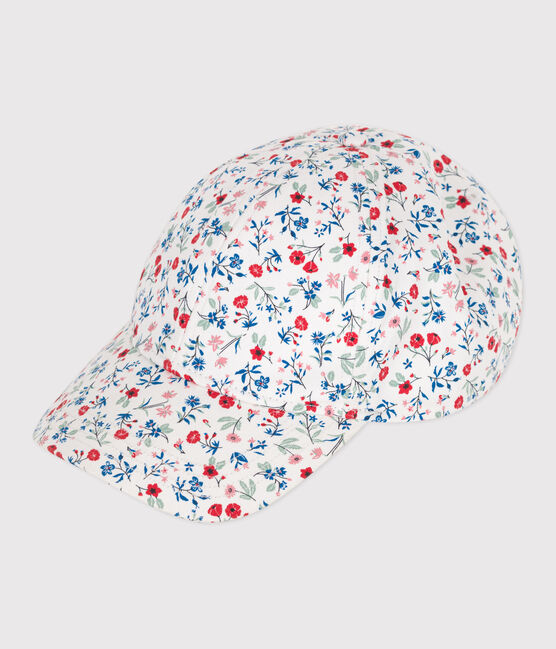Gorra de tela con estampado de flores para niña blanco MARSHMALLOW/blanco MULTICO