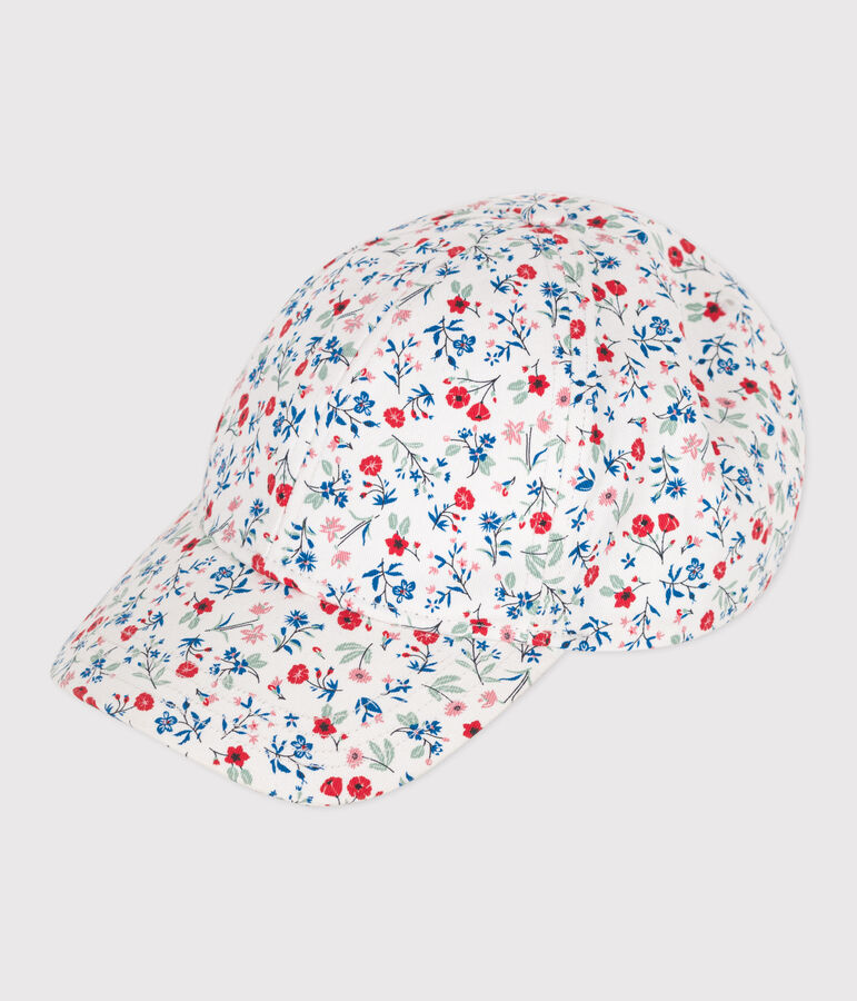 Gorra de tela con estampado de flores para ni&ntilde;a blanco/multicolor
