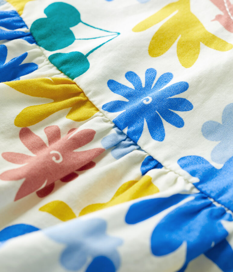 Blusa sin mangas con estampado de flores de popelina de beb&eacute; blanco/multicolor