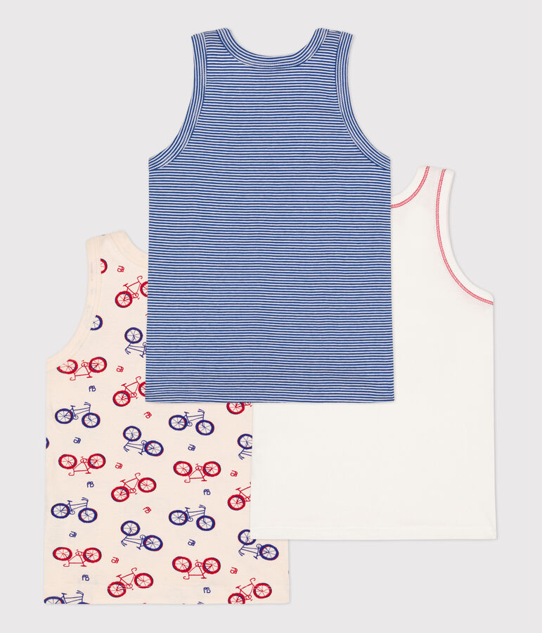 Juego de 3 camisetas de tirantes con motivo de bicicleta de algod&oacute;n para ni&ntilde;o multicolor