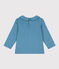 Blusa de algodón de manga larga para bebé azul POLOCHON