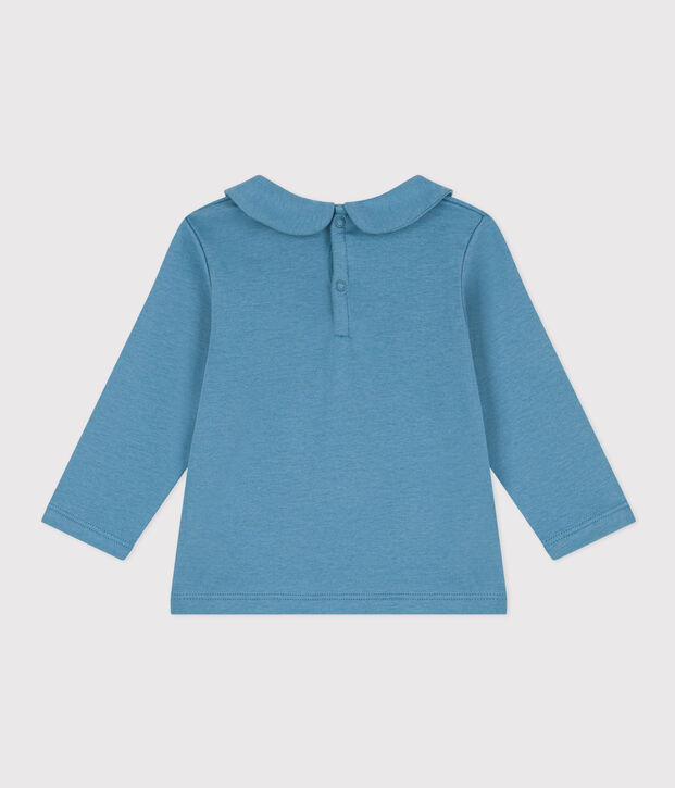 Blusa de algod&oacute;n de manga larga para beb&eacute; azul