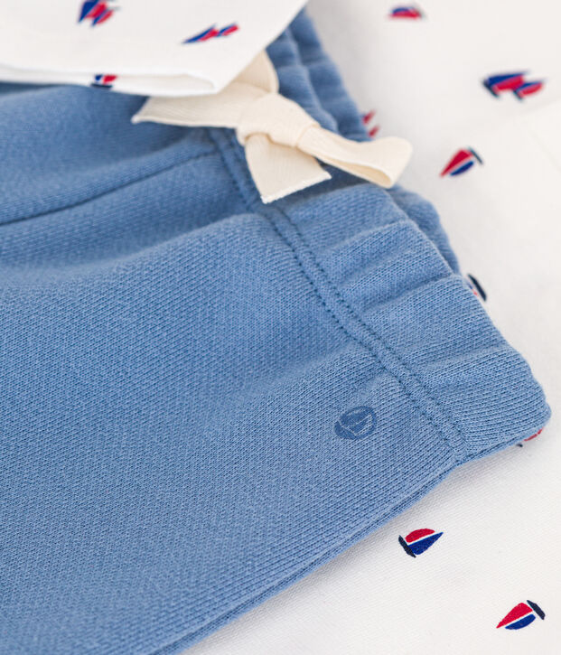 Caja con conjunto de peto de felpa y camiseta de algod&oacute;n para beb&eacute; multicolor