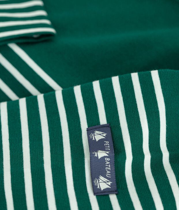 Camiseta marinera de algod&oacute;n para mujer verde/blanco