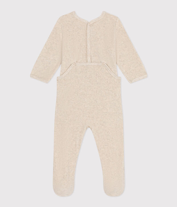 Pijama de terciopelo para beb&eacute; beige