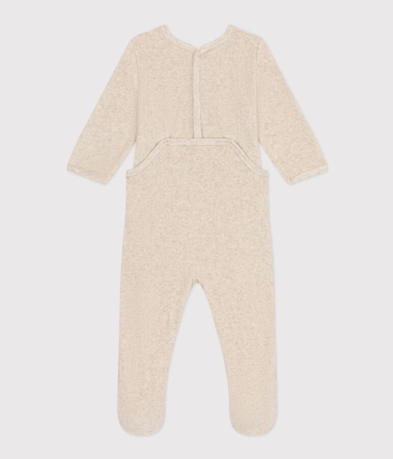 Pijama de terciopelo para beb&eacute; beige