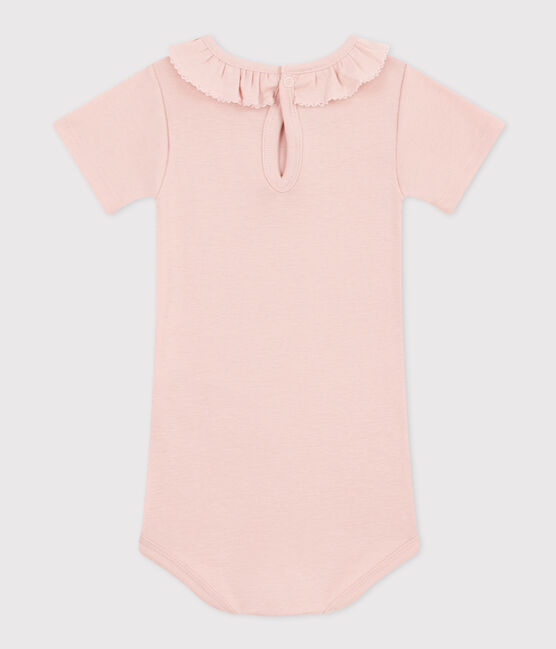 Body de manga corta de algodón con cuello isabelino para bebé rosa SALINE