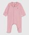 Pijama de terciopelo con cuello liso para bebé rosa CHARME