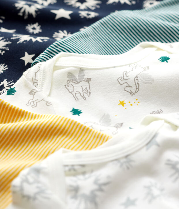 Juego de 5 bodis de manga larga con estrellas de beb&eacute; de algod&oacute;n multicolor
