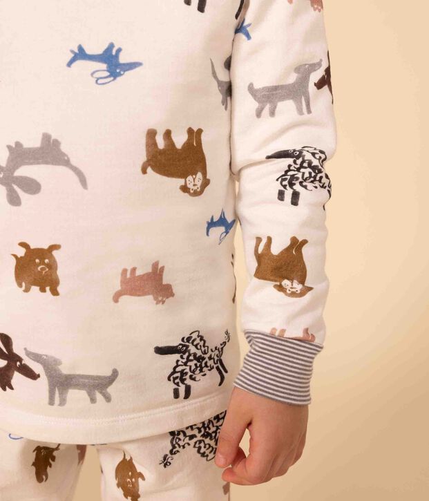 Pijama disfraz de felpa con perro y m&aacute;scara para ni&ntilde;o/ni&ntilde;a blanco/multicolor