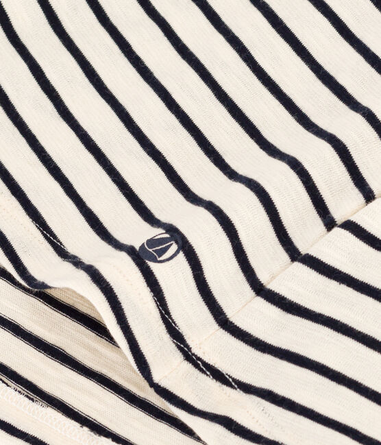 Vestido de manga corta de algodón a rayas para niña blanco AVALANCHE/azul SMOKING