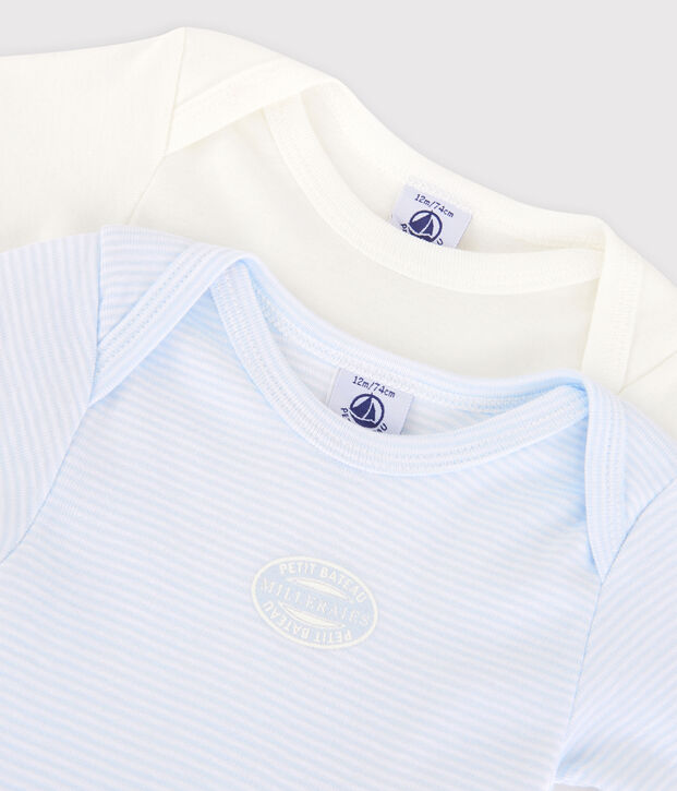 Lote de 2 bodys de manga larga mil rayas de beb&eacute; de algod&oacute;n ecol&oacute;gico multicolor