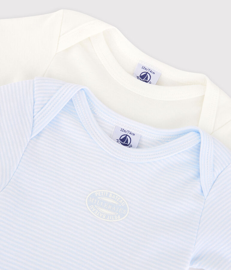 Lote de 2 bodys de manga larga mil rayas de beb&eacute; de algod&oacute;n ecol&oacute;gico multicolor