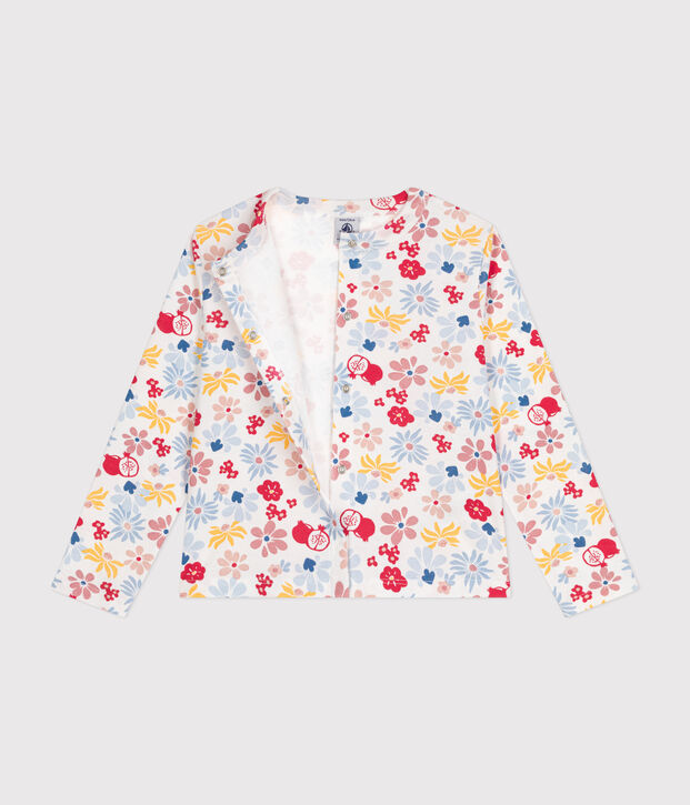 C&aacute;rdigan de algod&oacute;n de ni&ntilde;a blanco/multicolor