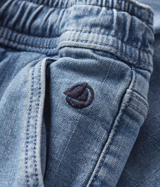 Pantalón regular de tejido vaquero claro para niño azul DENIM BLEU