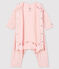 Bodi pijama sin pies con pequeñas estrellas de bebé niña de algodón orgánico rosa FLEUR/gris CONCRETE
