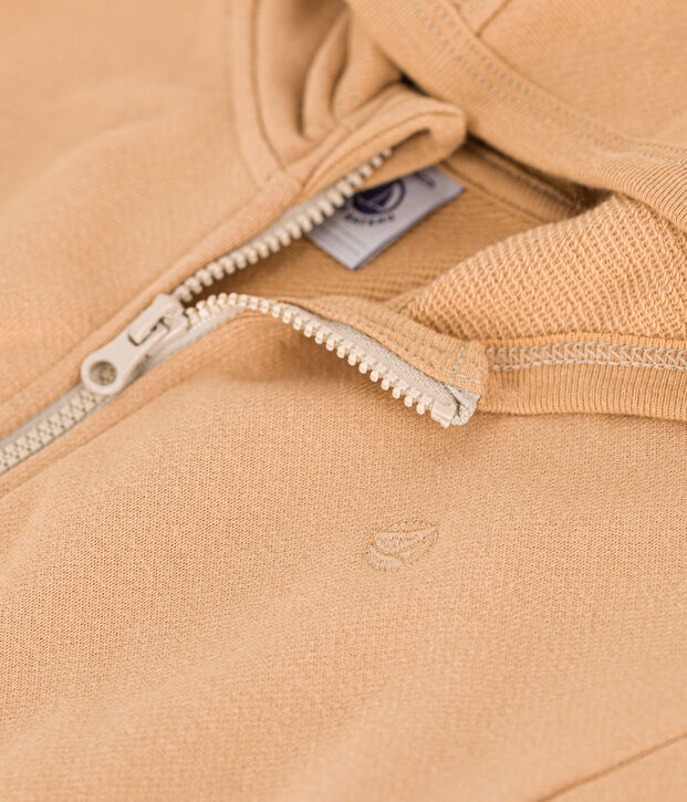 Sudadera con capucha de mulet&oacute;n para beb&eacute; beige