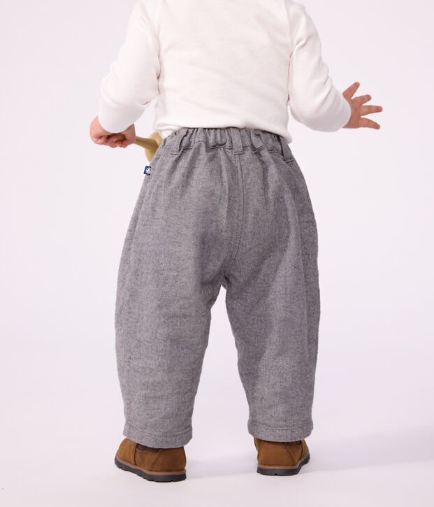 Pantal&oacute;n liso de franela para beb&eacute; gris