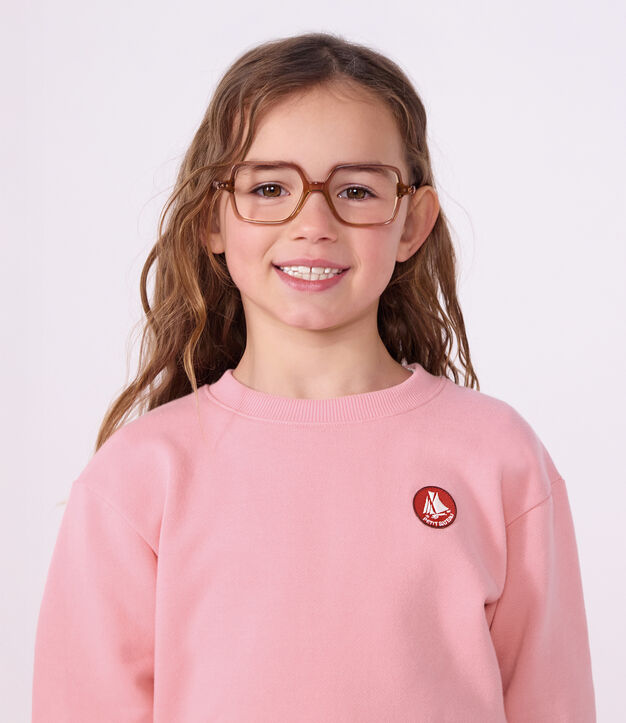 Sudadera infantil lisa de algod&oacute;n rosa